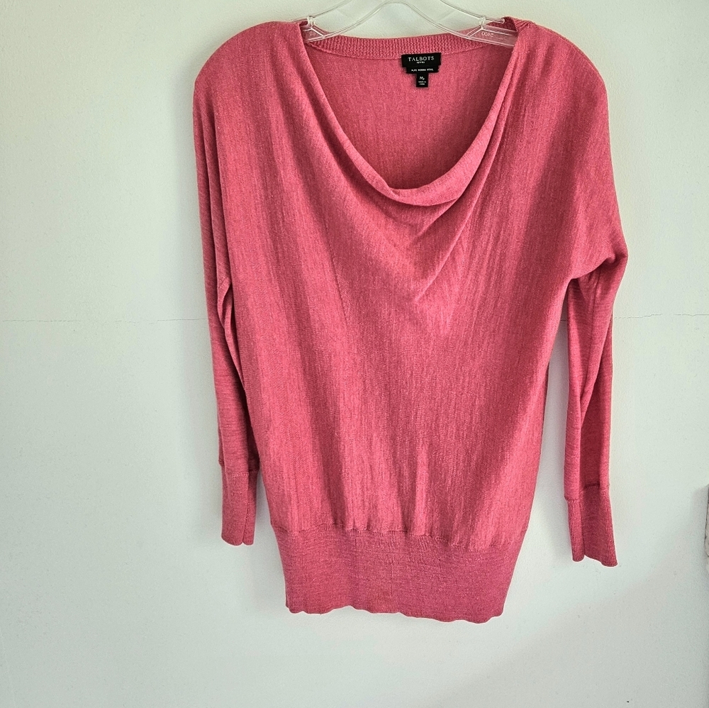 Talbots merino wool draped neck sweater